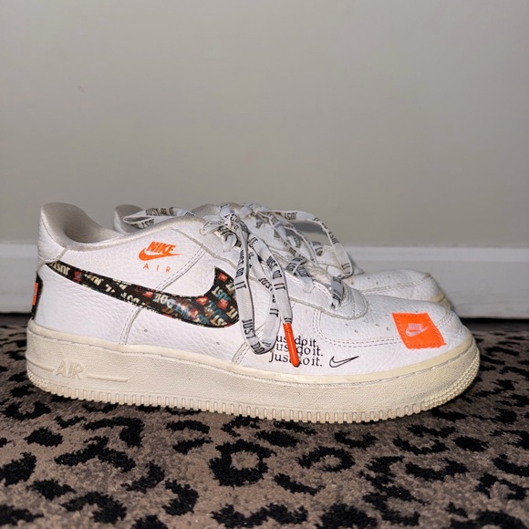 Nike Other - Nike Air Force 1 “Just Do It” White Leather Sneakers – Youth Size 7Y